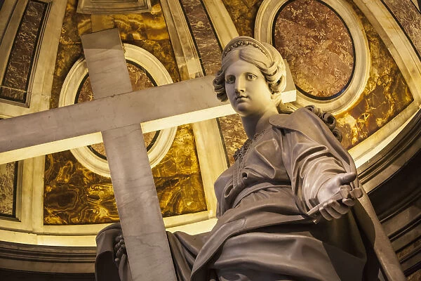 Statue Of Saint Helena With A Cross, St. Peters Basilica; Rome, Italy