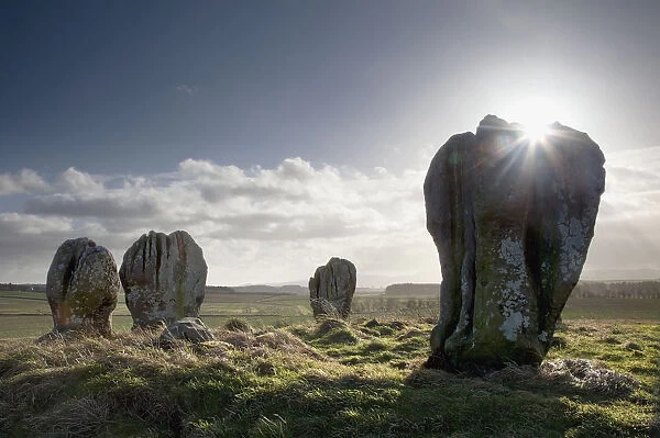 Sunlight Shining On The Standing Stones Of Duddo; Northumberland, England
