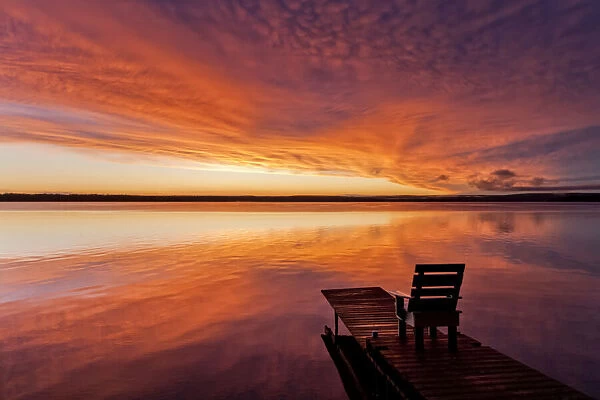 Sunset over a lake, Meadow Lake Provincial Park, Saskatchewan, Canada