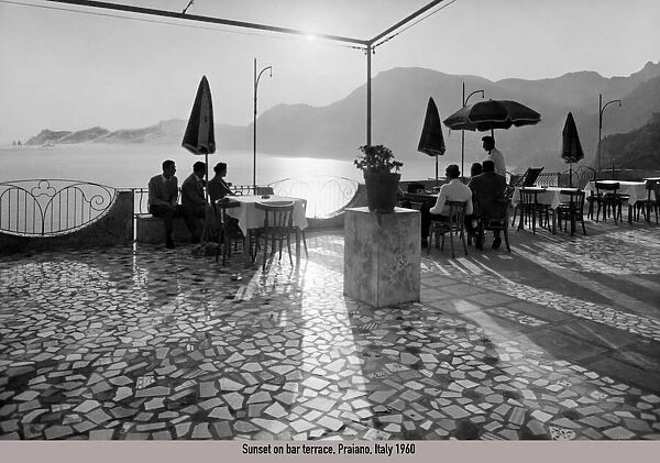 sunset, praiano, campania, italy 1960