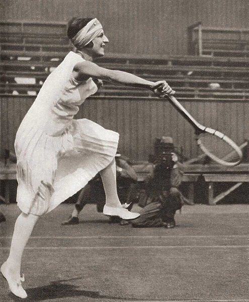 Suzanne Rachel Flore Lenglen, 1899 - 1938. French tennis player. Seen here playing at Wimbledon in 1919 when she won the title. From These Tremendous Years, published 1938