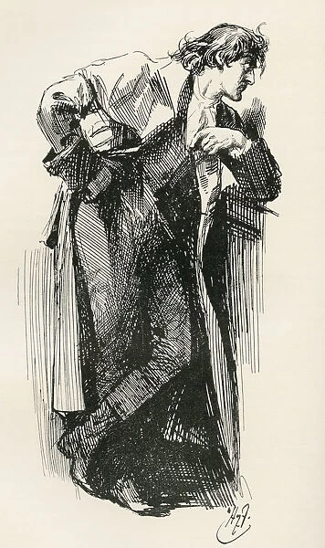 Sydney Carton. Illustration By Harry Furniss For The Charles Dickens Novel A Tale Of Two Cities From The Testimonial Edition, Published 1910