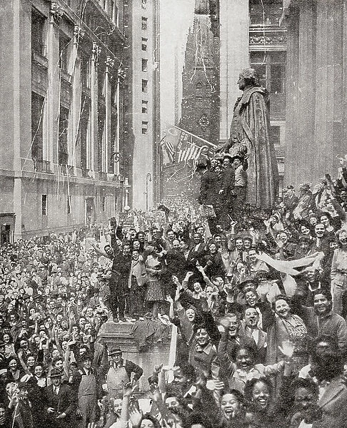 VE-Day in New York, 8 May, 1945. From The War in Pictures, Sixth Year.