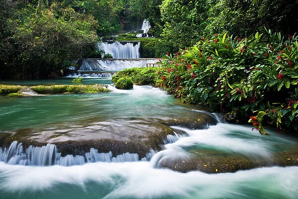 The YS Falls, a 7 tiered cascading waterfall on Jamaica's south coast