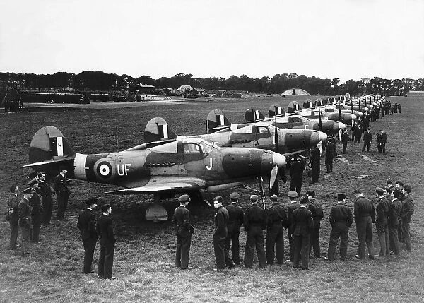 No 601 City of London Squadron parade their new Bell Airacobras for the press at Duxford