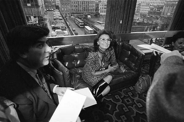 Actress Sophia Loren pictured at the Piccadilly Hotel Manchester, December 1982