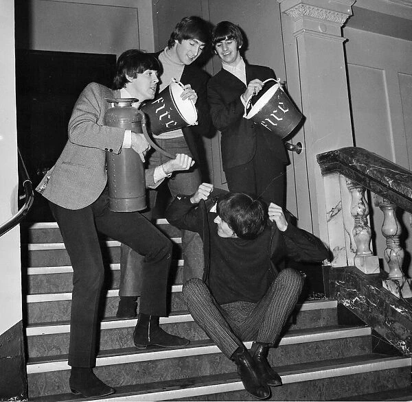 The Beatles cooling down at Liverpool Empire, November 1964