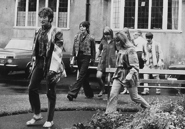 Beatles In The Grounds Of The Bangor Normal College with wives