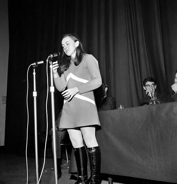 Bernadette Devlin speaking at Irish Civil Rights meeting at Hammesmith Town Hall