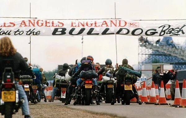 Bikers arriving at the Hells Angels Bulldog Bash held at Long Marston Airfield
