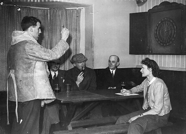 A blind man plays darts. His name is not known Picture taken 30th April 1945