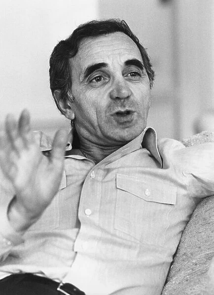 French singer Charles Aznavour pictured being in interviewed in London