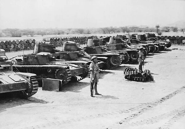 Light tanks captured when the British took Agordat, Eritrea during Second World War