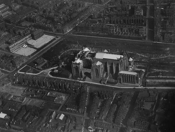Liverpools Anglican Cathedral under construction seen from the air. 27th March 1933