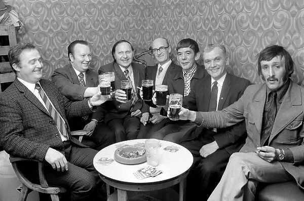 Miners celebrate their pay rise with a drink February 1975 75-00903-001