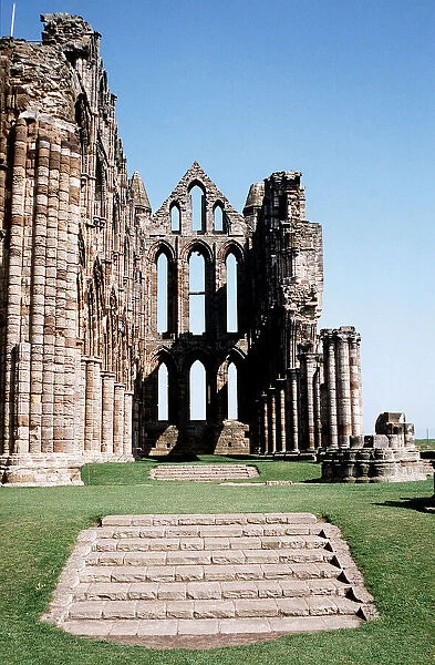 Nave of Whitby Abbey in North Yorkshire, circa 1971