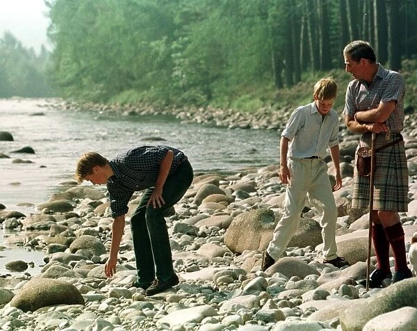 Prince Charles with sons at Balmoral, August 1997 Prince William