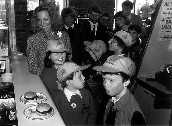 Princess Michael of Kent opening a Happy Eater cafe May 1985 on the A3 in Surrey