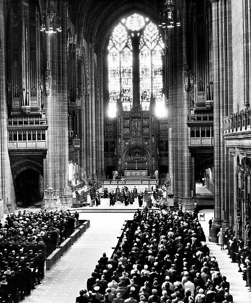 The scene inside Liverpool Anglican Cathedral where a service was held to commemorate