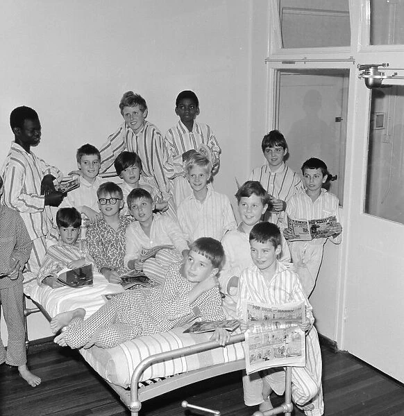Schoolboys recovering at the Hither Green Hospital from a mystery bug which affected 77