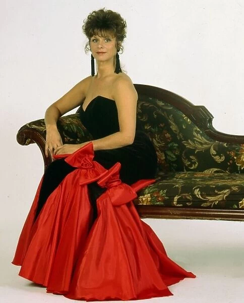 Shirin Taylor modelling red & black dress December 1990