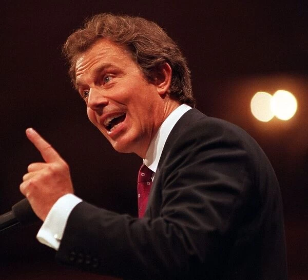 Tony Blair Prime Minister making a speech September 1998 at the Labour Party Conference