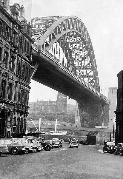 The Tyne Bridge taken from the Newcastle Quayside looking towards Gateshead in the 1960s