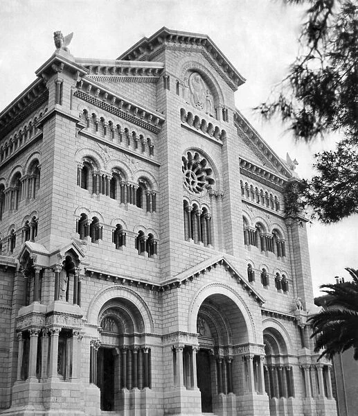 A view of the Cathedral of Monaco, (in Neo-Byzantine style)