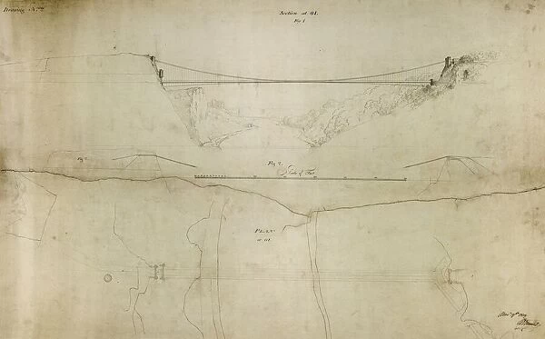Clifton Suspension Bridge competition drawing 2, by Isambard Kingdom Brunel