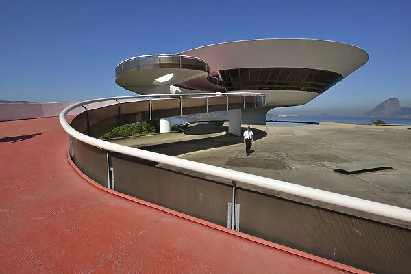 Rio. South America, Brazil, Niteroy, Oscar Niemeyers Contemporary Art Museum (MAC Niteroi)