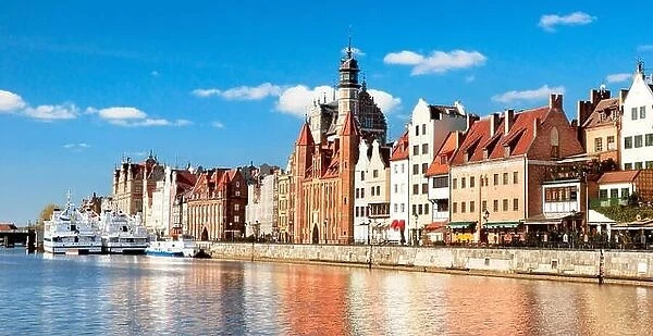 Gdansk, Old Town buildings on the banks of the Motlawa River, Poland