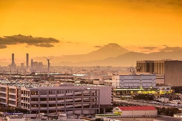 Kawasaki, Japan factories and Mt. Fuji