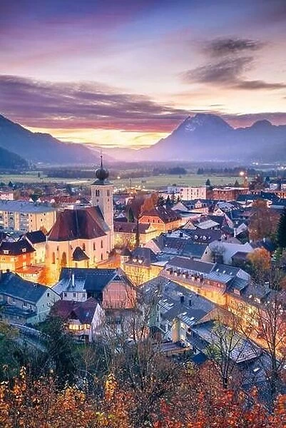 Liezen, Austria. Cityscape image of Liezen, Austria at beautiful autumn sunset