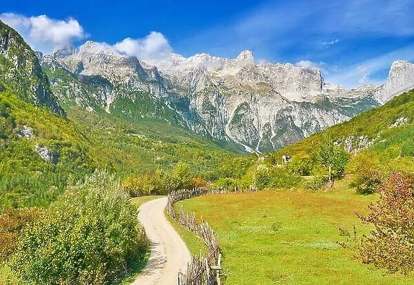 Theth Valley National Park landscape, Albanian Alps, Albania
