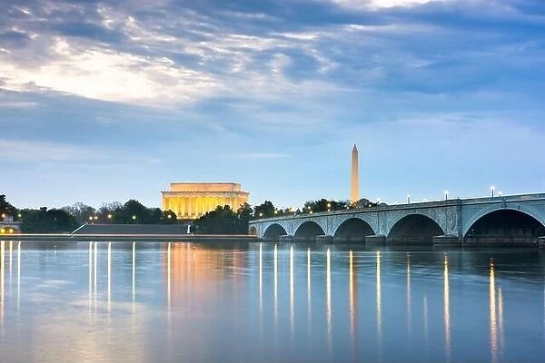 Washington DC, USA skyline on the Potomac River at night