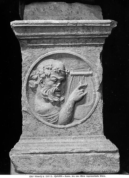 Altar with relief depicting Silenus, in the Archaeological Museum of Aquileia