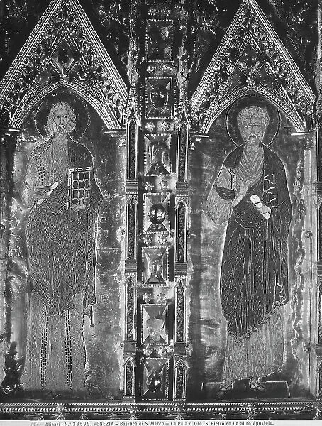 An apostle and St. Peter; small enamel plaques of the Pala d'Oro, in St. Mark's Basilica in Venice
