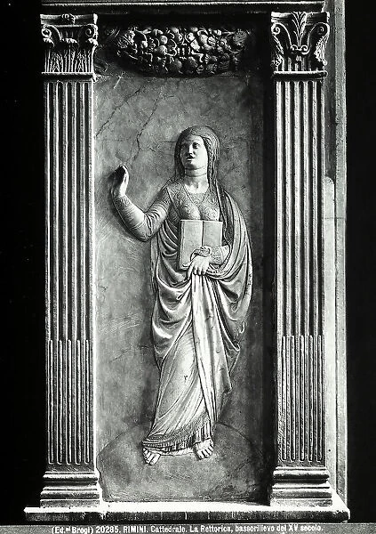 Bas relief depicting Rhetoric. Work by Agostino di Duccio located in the Chapel of the Liberal Arts in the Malatesta Temple, Rimini