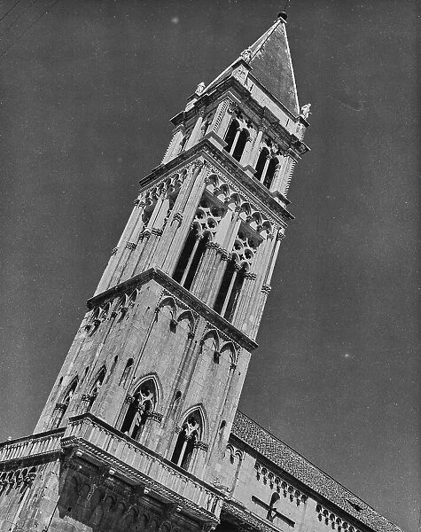 Bell tower of the Cathedral of St. Lawrence in Trogir in Croatia