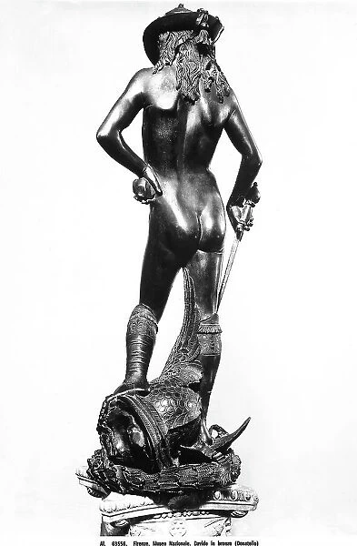 David, seen from the back, bronze sculpture by Donatello, in the Salone di Donatello, Museo Nazionale del Bargello, Florence