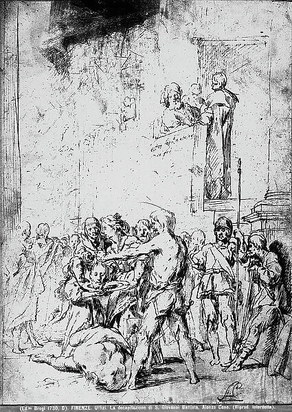 The Decollation of Saint John, drawing by Alonso Cano, found in the Room of Drawings and Prints, Uffizi Gallery, Florence
