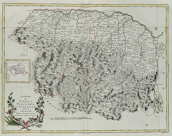 The Duchies of Parma, Piacenza and Guastalla, engraving by G. Zuliani taken from Tome II of the 'Newest Atlas' published in Venice in 1782 by Antonio Zatta, Private Collection