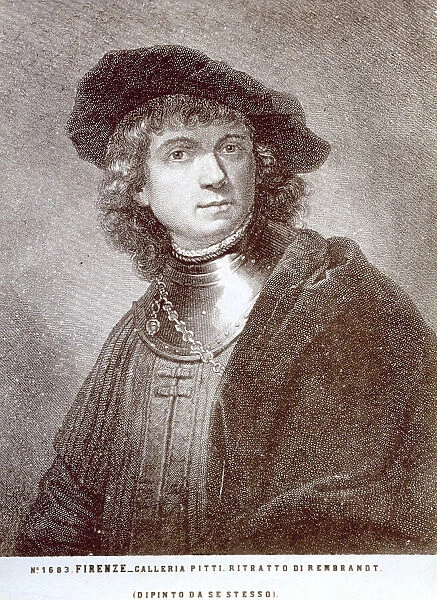 Engraving of Rembrandt's self-portrait