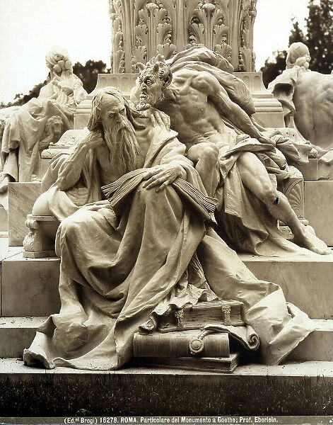 Faust and Mephistopheles, detail of the memorial to Goethe by Gustav Eberlein, in the Park of the Villa Borghese in Rome