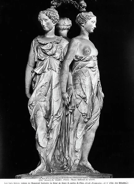 The three Graces that make up the monument in which the heart of Enrico II is placed, work preserved in the Louvre Museum, Paris