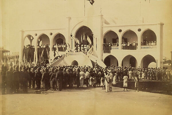 A group of soldiers in front of the Governor's Palace in Massawa