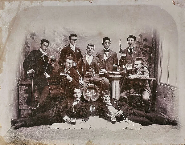 Group of students with beer mugs