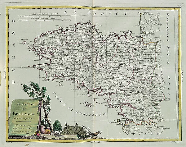 Gulf of Brittany, engraving by G. Zuliani taken from Tome I of the 'Newest Atlas' published in Venice in 1777 by Antonio Zatta, Private Collection