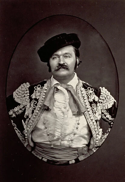 Half-length portrait of the italian singer Enrico delle Sedie as Figaro in the Barber of Seville