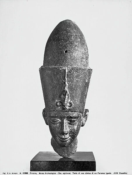 Head of an Egyptian statue of Pharaoh from the 30th dynasty, in the Museo Archeologico, Florence